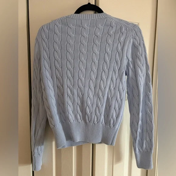 Polo Ralph Lauren Light Blue Cable Knit Cardigan - Picture 2 of 6